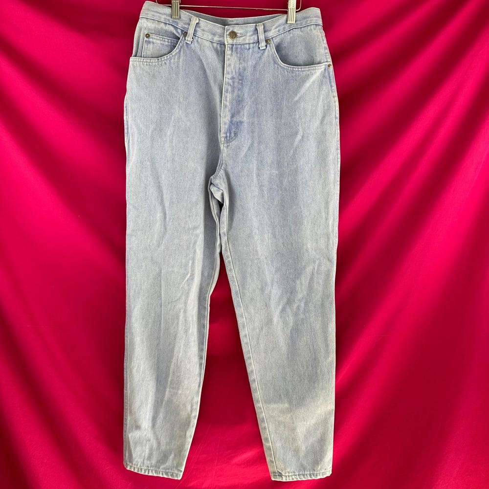 Vintage 90s Stefano Mom Jeans Women's 14 Light Blue Wash High Rise Tapered Leg‎